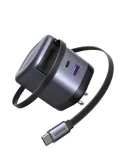 UGREEN 65W 充電器 巻き取り式【単ポート65W】69CM 8階段調整可能 伸縮式 Type-C ケーブル内蔵 USB-C/USB-A 3ポート同時充電可能 PD3.0/PPS 旅行/出張/収納/スマホ/iphone17 16/パソコン/タップレッri