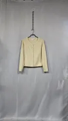 セミクロップド ニットカーディガン (ライトイエロー)