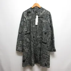 ヨーガンレール JURGEN LEHL 25AW ジャガード ニット ジップアップ コート M 黒 ブラック ウール混 ロングジャケット 日本製 タグ付きのサムネイル