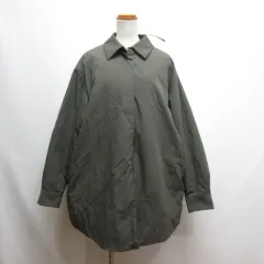 ミズイロインド mizuiro ind 25AW ワイド パディング シャツ ジャケット カーキ 中綿 コート ステンカラー 裏地付き タグ付き