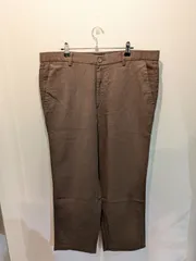 美品　DOCKERS　DOCKERS PREMIUM　ドッカーズ　スラックス　トラウザーズ　リネンコットン　ブラウン　ノータック　CLASSIC FIT　08年製のサムネイル