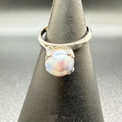 【天然/SILVER刻印】ヴィンテージ ブラックパール リング 黒蝶真珠風