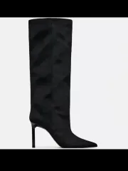 ZARA ザラ ベルベット ツアーベルベット ハイ ヒール ブーツ （新 商品） ロング ブーツ