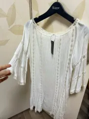 宅配便商品 アドバンスドレース フリル袖 ブラウスタイプ ミニワンピース 女性用ショートスリーブ レーディス半袖