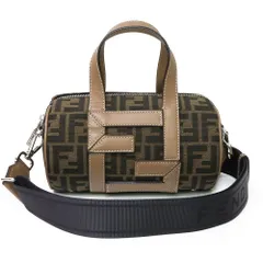 フェンディ 7VA570 ズッカ ロゴ ミニ FF ジャガード ファブリック ブラウン 2WAY 斜め掛け ショルダー ハンドバッグ レザー シルバー金具 FENDI（未使用　展示品）