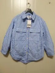 タグ 49000 (ワンバーゲン価格) ZARA ZARA(ザラ) ジュニア ストライプ キルト ダウン シャツ ジャケット