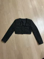 ハートボタン ツイードジャケット クロップドジャケット パッド入りジャケット 春ジャケット ゲストルック