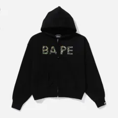 A BATHING APE カモフラ クリスタル ロゴ ジップアップ パーカー ブラック