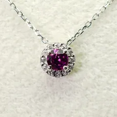 ガーネット  ダイヤ ネックレス プラチナ 取巻きデザイン◎ /24-5380S