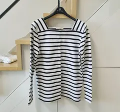 新品 ストライプ スクエアネック Tシャツ