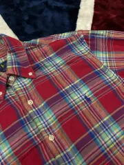 M ポロラルフローレン チェック コットン シャツ/スリムフィット