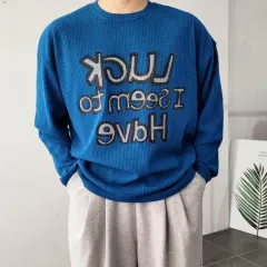 メンズ ラッキー プリンティング ゴージ オーバーサイズ ニット 長袖 Tシャツ 3 COLOR one size