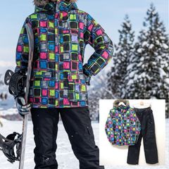 美品☆ICEPARDAL アイスパーダル スノーウェア 黒 ボルドー エンジ L