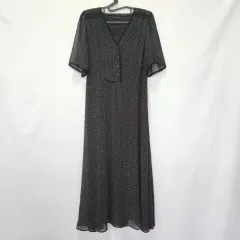1249 kiena Vネック シフォン レース ロング ワンピース フリーサイズ