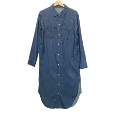 ヴィンテージ インディゴブルーデニム ツーポケット デニム ロング丈ワンピース