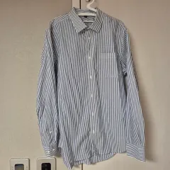 無印良品 ネイビー ストライプシャツ L サイズ