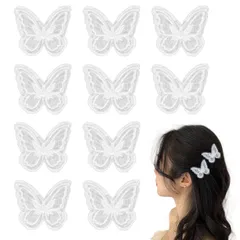 【特価商品】クリップ クリップ 前髪クリップ 花髪飾り パーティー リボン 刺繍 発表会 アクセサリー 誕生日 アクセサリー 可愛い 結婚式用 可愛い ホワイト レース ヘアクリップ 10個セット レースヘアクリップ