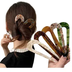 【在庫処分】結婚式 成人式 和装小物 普段使い 髪飾り ヘアアクセサリー おしゃれ U字型 シンプル べっ甲柄 u字コーム 簪 5枚入り u字型 かんざし Piruto