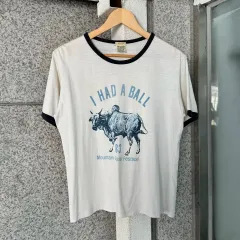 90s Abercrombie(アバクロンビー) ピーチ バッファロー グラフィック リンガーティー