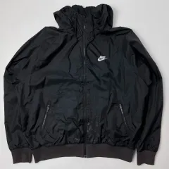 Nike(ナイキ） ウインドブレーカー フード付き ジップアップパーカー ジャケット 黒 XL