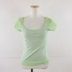 シンシアローリー CYNTHIA ROWLEY カットソー シルク 半袖 緑 2 *A673のサムネイル