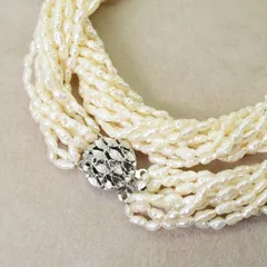 10連 淡水ケシパール シルバー ネックレス/24-633