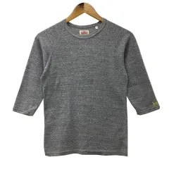 ハリウッドランチマーケット HOLLYWOOD RANCH MARKET Tシャツ カットソー クルーネック プルオーバー 刺繍 メランジ 七分袖 M グレー 黄 イエローのサムネイル