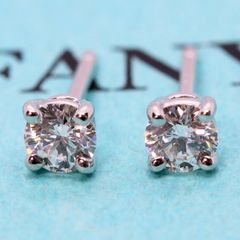 ティファニー 3.1mm ソリティア ダイヤモンド プラチナ ピアス ACT1e 