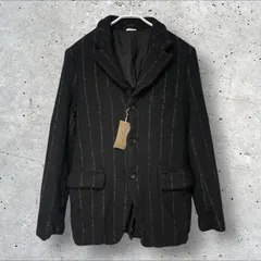 定価:163900円 COMME des GARCONS HOMME PLUS TO HELL WITH WAR 縮絨ジャケット ストライプ PP-J056 BLACK M  コム デ ギャルソン オム プリュス トゥ ヘル ウィズ ウォー ブラックのサムネイル