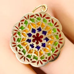 K18 ステンドグラス ペンダントトップ ヴィンテージ/24-5059S