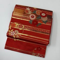 名古屋帯 格子 刺繍 桜文様 名古屋仕立て 正絹 H679 - メルカリ