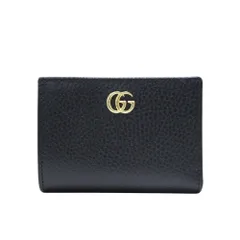 GUCCI グッチ GGマーモント 折り財布 ダブルG 二つ折りウォレット コンパクト財布 ミニ財布 ブラック ゴールド金具 レディース メンズ ユニセックス 790063