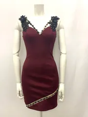 1030 AR Angel R エンジェルアール キャバクラ ドレス ミニ ストーン フラワー タイト ノースリーブ キャバドレス S