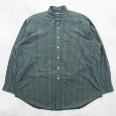 Ralph Lauren 90年代 BLAKE ボタンダウンシャツ XL チェック グリーン スモールポニー 刺繍 ロゴ