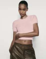 ZARA(ザラ) フェイク ファー セーター ピンク S