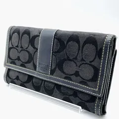 コーチ 三つ折り 長財布 シグネチャー キャンバス レザー ブラック 黒 COACH フラップ IDポケット 小銭入れあり メンズ レディース 人気 定番 高級感 大容量 収納力抜群 ロングウォレット