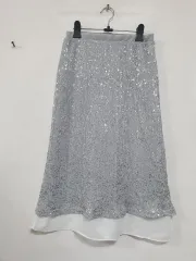 (特別価格) N5223 シフォン配色 スパンコール プリーツ スカート ティアード ministudio