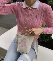 ポロ Ralph Lauren(ラルフローレン) ケーブル ニット コットン クルーネック セーター ピンク