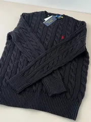 ポロ Ralph Lauren(ラルフローレン) ケーブル ニット コットン セーター 黒 ( S ) 新品