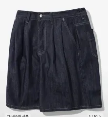 レイン スラブ ツータック バミューダ デニム ショーツ (INDIGO)