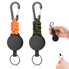 キーリール 軽量 伸びるキーホルダー 2個セット 頑丈 カラビナ付き 最長60CM リールキーホルダー 紛失防止 [Mellbree]