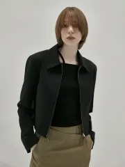 INSILENCE(インサイレンス) クロップド ジップアップ ジャケット BLACK