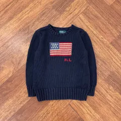 6size ポロ Ralph Lauren(ラルフローレン) 星条旗 ラウンド ニット