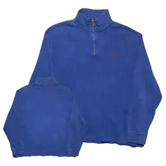 ポロ ラルフローレン 新モデル レッドポニー ブルー ハーフジップ ニット スウェット L
