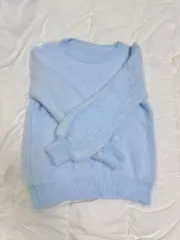 ライトブルー アンゴラ ニット 出品