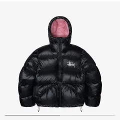STUSSY マイクロ リップストップ ダウン パーカ ブラック(ピンク)