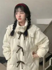 前 リボン 長袖 ダウン アウター 出品 (新品)