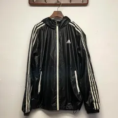 adidas(アディダス) 黒 ナイロン 3本線 ウインドブレーカー ジャケット