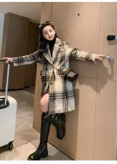 レディース 低身長 チェックコート