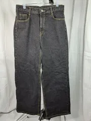 レディース ワイド デニム ブラックデニム L